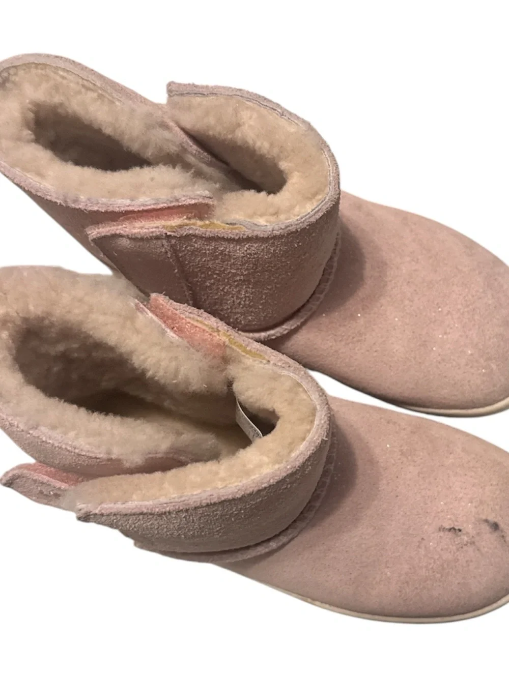 UGG Kids Blush Pink Suede Glitter Lined Ankle Boots